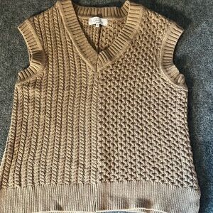 L’academie Authentic Solid Beige  V Neck Cap Sleeve Sweater Top XS Coquette Sexy